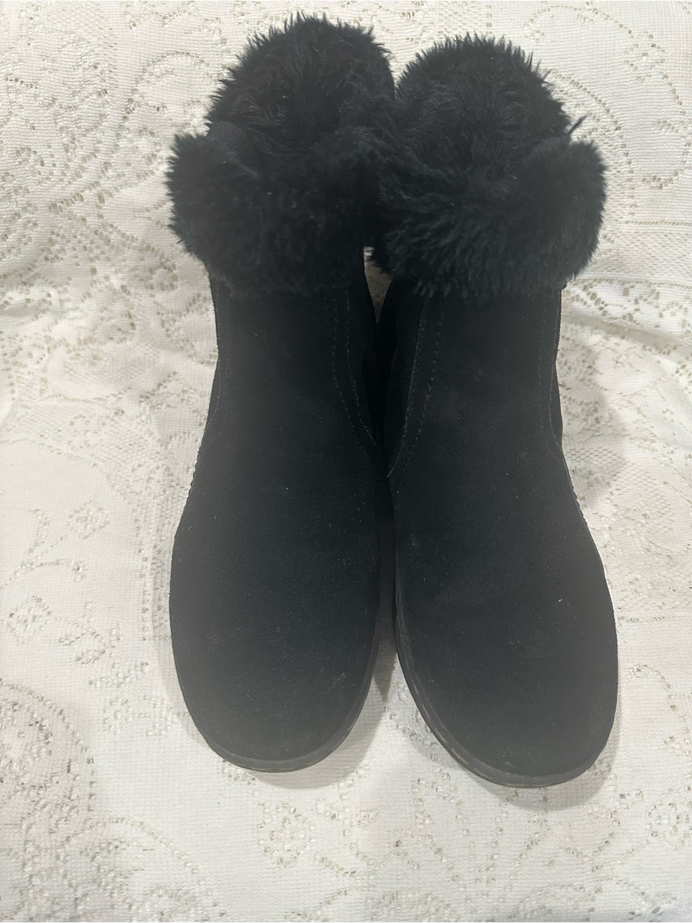BareTraps Black Faux Fur suede Cuff Ankle Boots 9 m